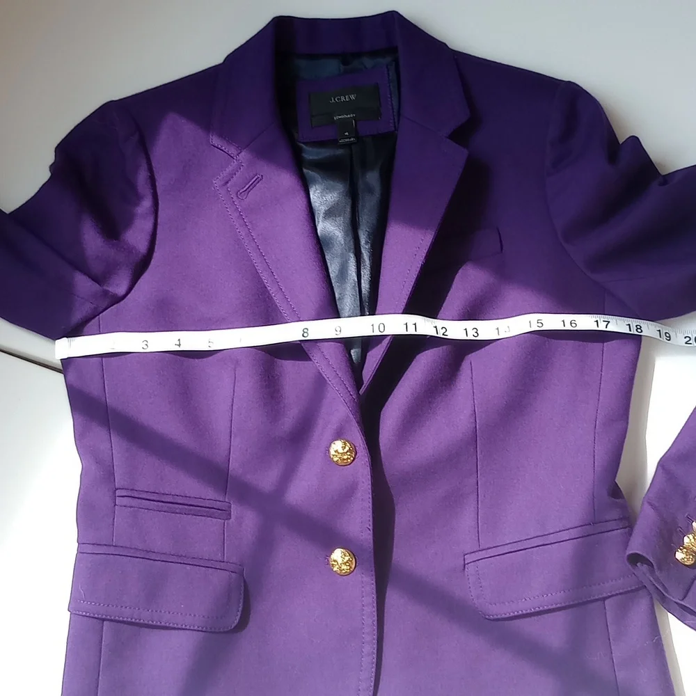JCREW Royal Purple New Schoolboy Wool Blazer with Brass Buttons 4 Longer Length - Picture 11 of 13